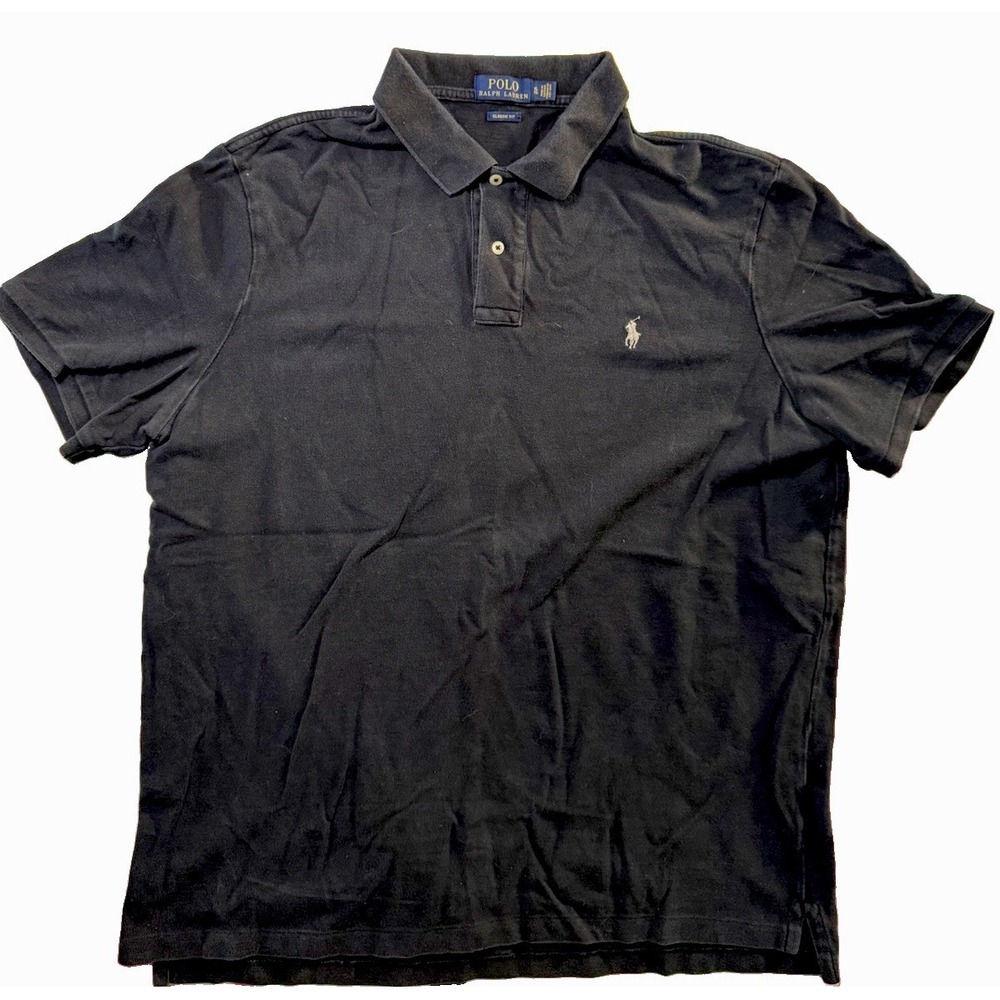 Polo Ralph Lauren Men's Black Polo Short Sleeve Classic Fit‎ Size XL EUC